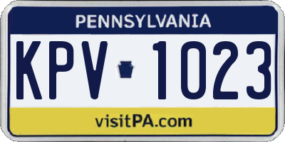 PA license plate KPV1023