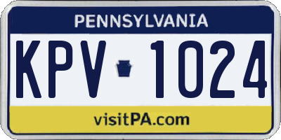 PA license plate KPV1024