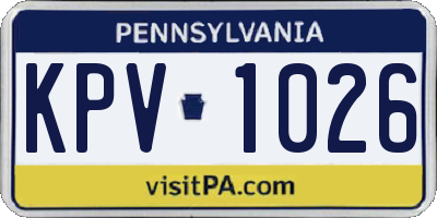 PA license plate KPV1026