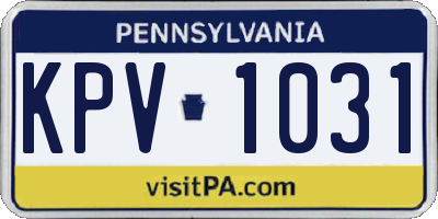 PA license plate KPV1031
