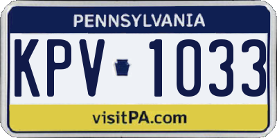 PA license plate KPV1033