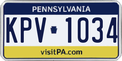 PA license plate KPV1034