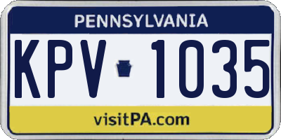 PA license plate KPV1035