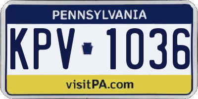 PA license plate KPV1036