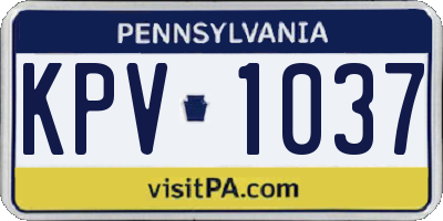 PA license plate KPV1037
