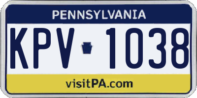 PA license plate KPV1038