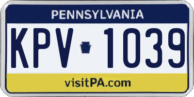 PA license plate KPV1039