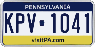 PA license plate KPV1041