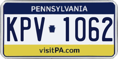 PA license plate KPV1062