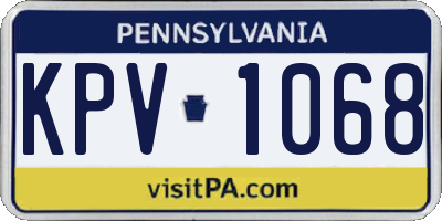 PA license plate KPV1068
