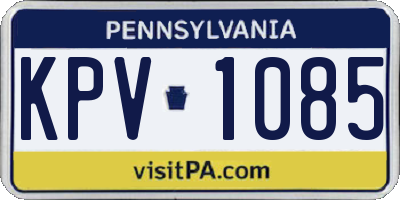 PA license plate KPV1085