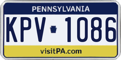 PA license plate KPV1086