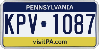 PA license plate KPV1087
