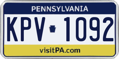 PA license plate KPV1092