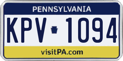 PA license plate KPV1094