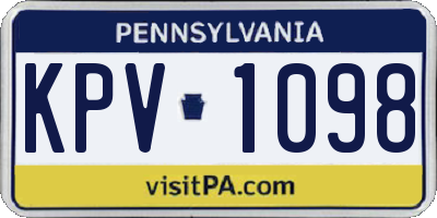 PA license plate KPV1098