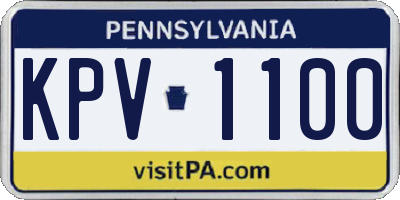PA license plate KPV1100