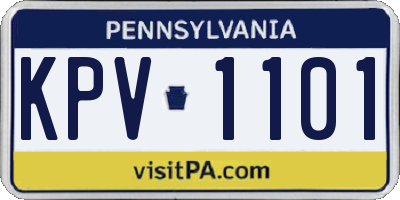 PA license plate KPV1101