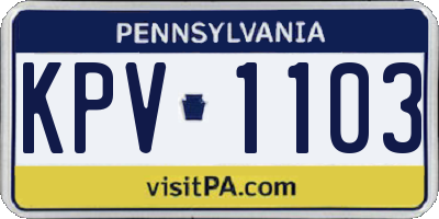 PA license plate KPV1103