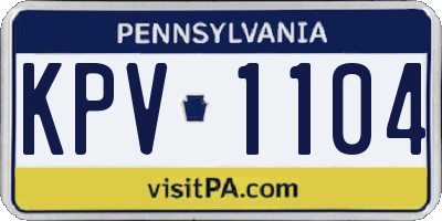 PA license plate KPV1104