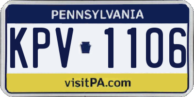PA license plate KPV1106