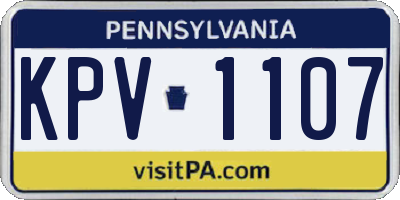 PA license plate KPV1107