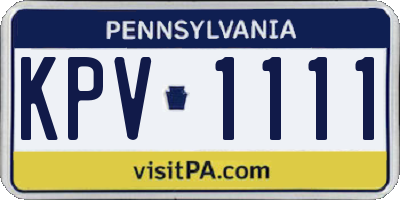 PA license plate KPV1111