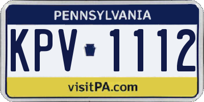PA license plate KPV1112