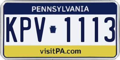 PA license plate KPV1113