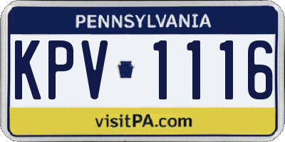 PA license plate KPV1116