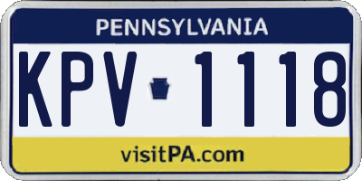 PA license plate KPV1118