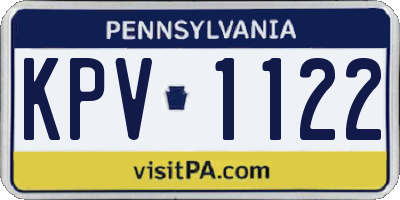 PA license plate KPV1122