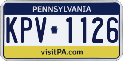 PA license plate KPV1126