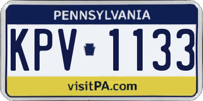 PA license plate KPV1133