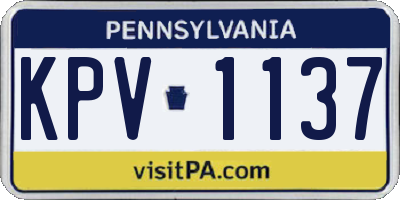 PA license plate KPV1137