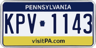 PA license plate KPV1143