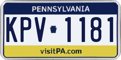PA license plate KPV1181