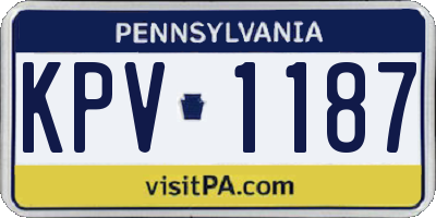 PA license plate KPV1187