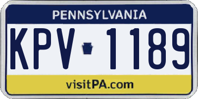 PA license plate KPV1189