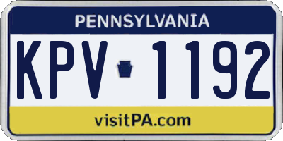 PA license plate KPV1192