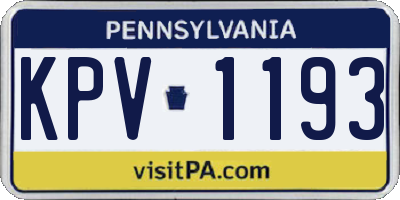 PA license plate KPV1193