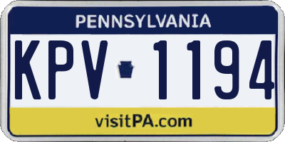 PA license plate KPV1194