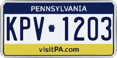 PA license plate KPV1203