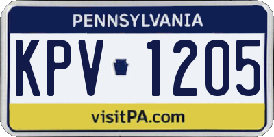 PA license plate KPV1205