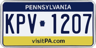PA license plate KPV1207