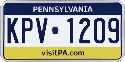 PA license plate KPV1209