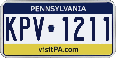 PA license plate KPV1211