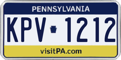 PA license plate KPV1212