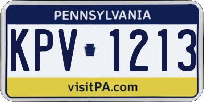 PA license plate KPV1213