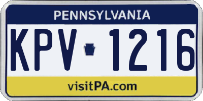 PA license plate KPV1216